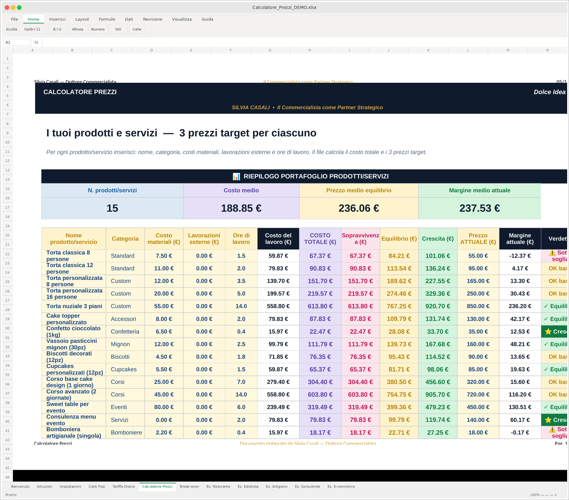 Calcolatore Prezzi Strategico